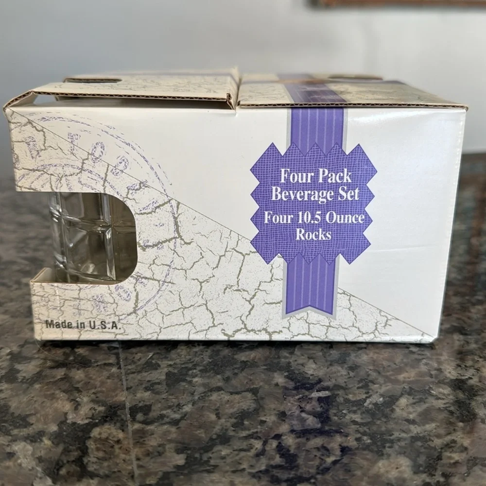 Furio Home vintage Tartan Rocks glasses NIB 10.5 ounces